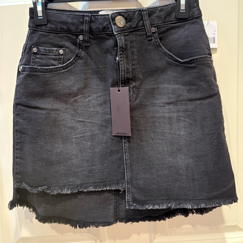 One Teaspoon Black Denim Skirt